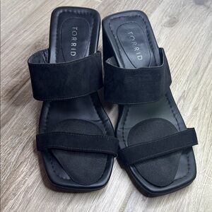 Torrid Black Double Strap Slide Sandals size 7WW